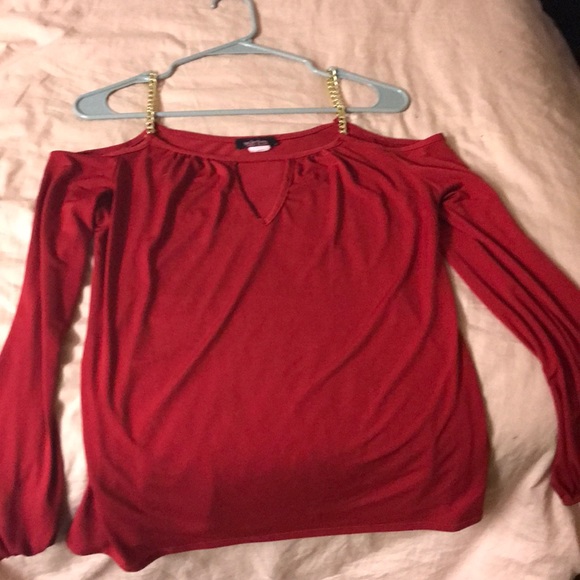 Tops - Red and gold off the shoulder blouse Tops - Red and gold off the shoulder blouse